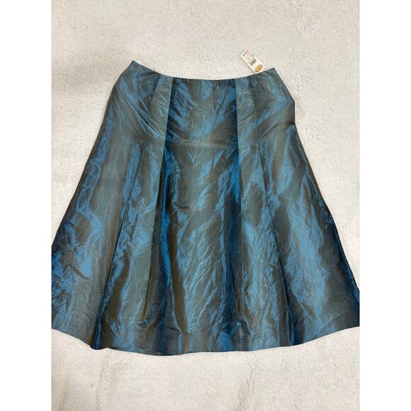 Talbots Pure Silk A-Line Skirt Sz  6 blue Iridescent Taffeta Midi dark academia - Picture 8 of 9